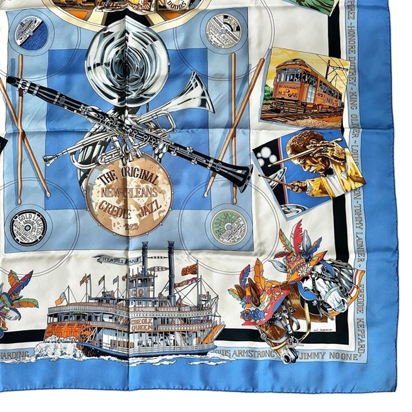 Authentic HERMES 100% Silk Square Scarf 90cm “New Orleans Creole Jazz” - Picture 11 of 15